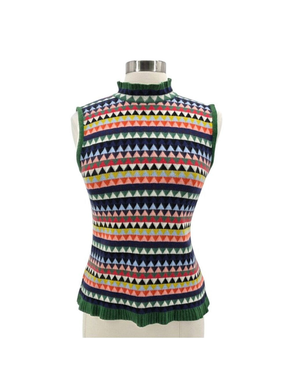 Aldomartins Womens Medium Sweater Tank Wool Blend Triangular Multicolor Preppy